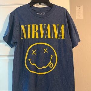 NIRVANA Heather Blue V-Neck Tee